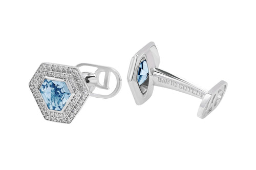 David Gotlib "Chameleon Blue" Diamond & Topaz Cufflinks in 18kt White Gold