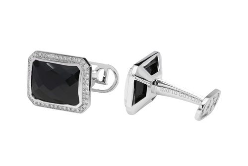 David Gotlib "Black Knight" Diamond & Spinel Cufflinks in 18kt White Gold