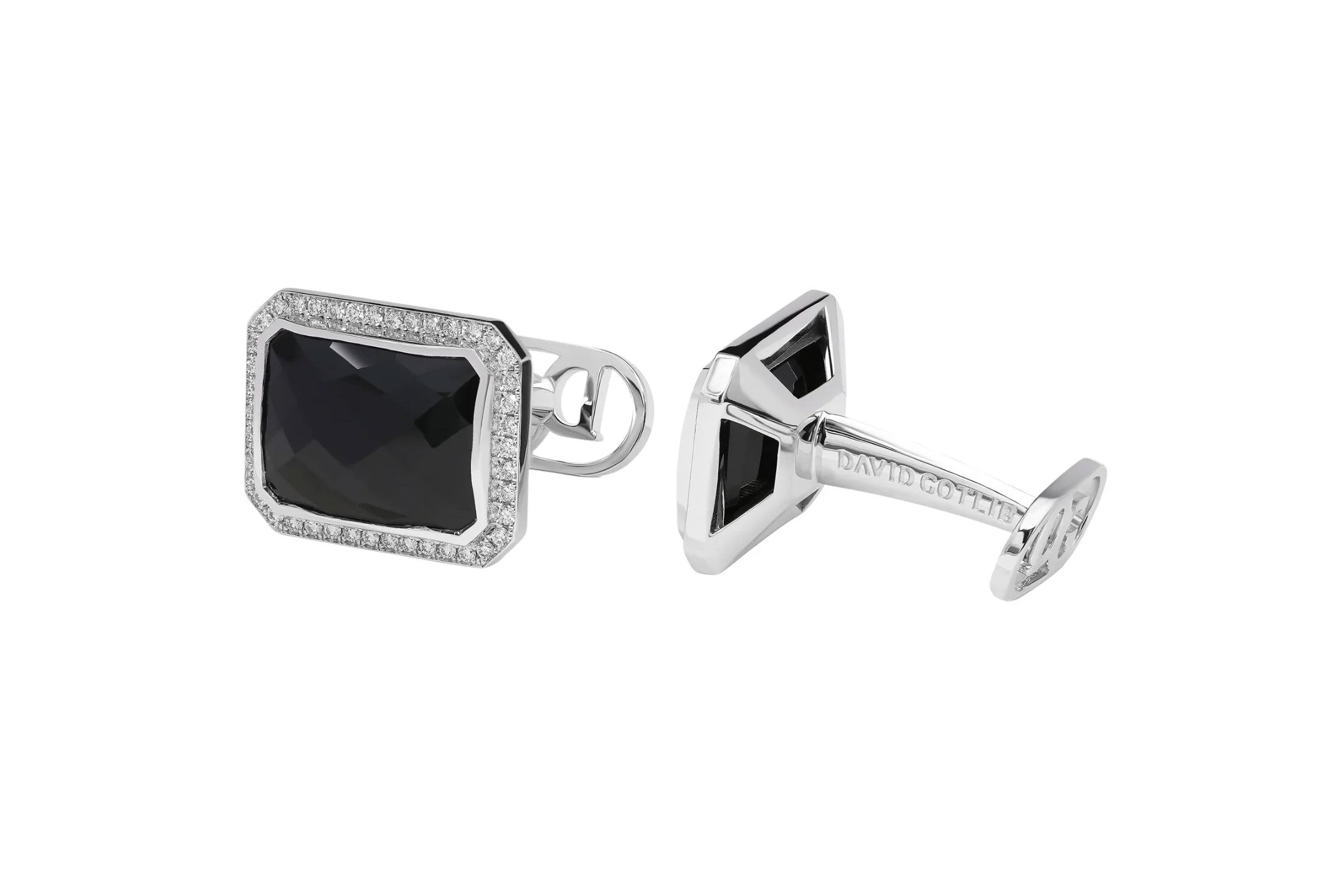 "Black Knight" Diamond & Spinel Cufflinks in 18kt White Gold