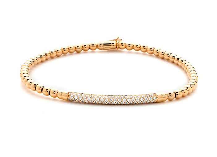 Hulchi Belluni "Tresore" Stretch Bracelet in 18kt Yellow Gold with Pave Diamonds