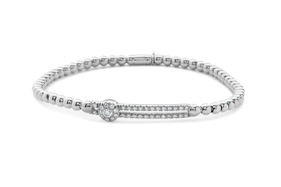 Hulchi Belluni "Tresore" Circle Slide Stretch Bracelet in 18kt White Gold with Diamonds