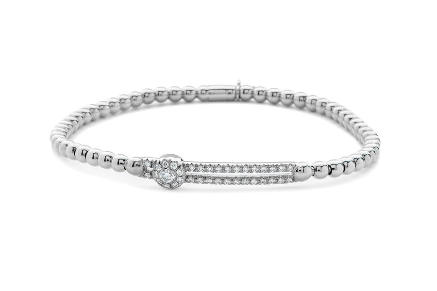 Hulchi Belluni "Tresore" Circle Slide Stretch Bracelet in 18kt White Gold with Diamonds
