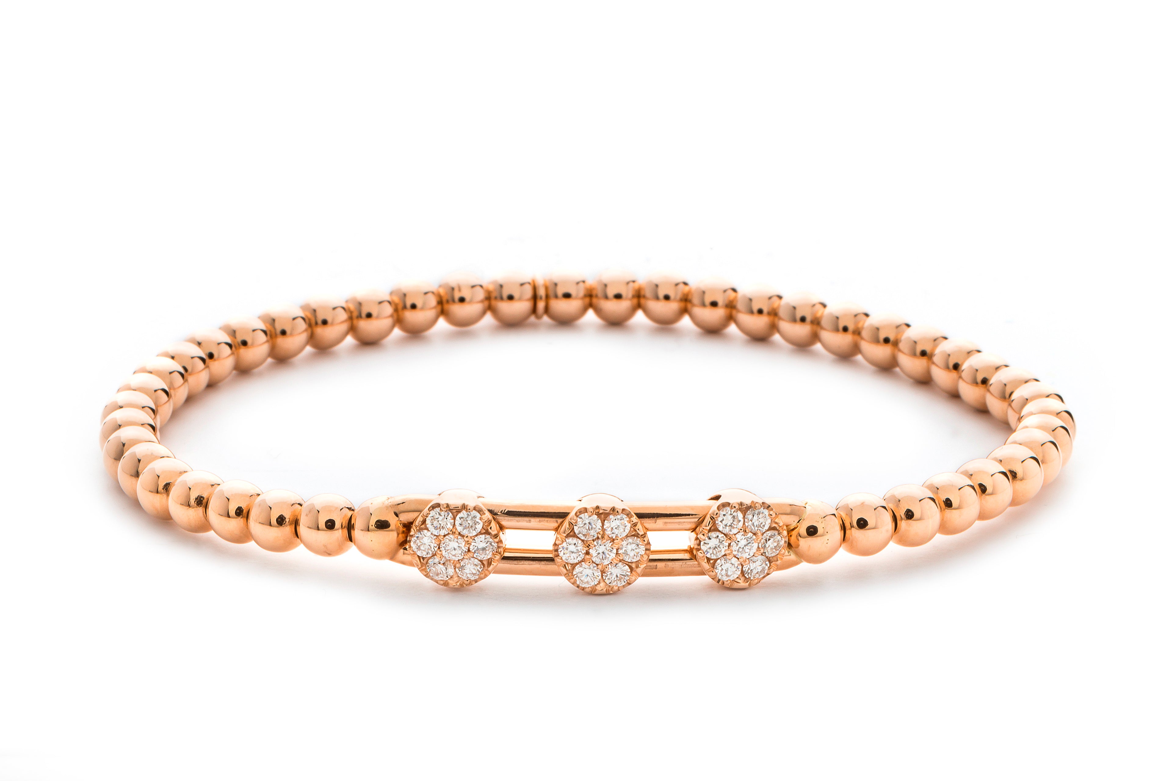 Tresore" Circle Stretch Bracelet in 18kt Rose Gold with Diamonds