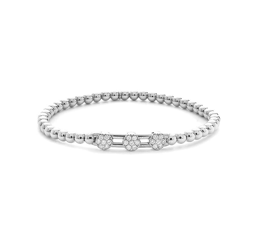 Hulchi Belluni "Tresore" Stretch Women's Bracelet in 18kt White Gold with Diamonds