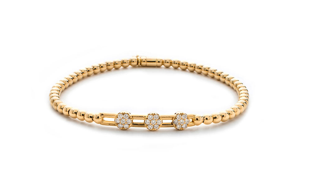 Hulchi Belluni "Tresore" Circle Stretch Bracelet in 18kt Yellow Gold with Diamonds