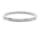 Hulchi Belluni "Tresore" Women's Beaded Stretch Bar Bracelet in 18kt White Gold with Diamonds