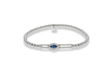 "Tresore" Sapphire & Diamond Evil Eye Stretch Bracelet in 18kt White Gold