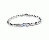 Hulchi Belluni Evil Eye Diamond and Sapphire Bracelet in 18kt White Gold