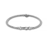 Hulchi Belluni "Tresore" Circle Stretch Bracelet in 18kt White Gold with 3 Diamond Stations