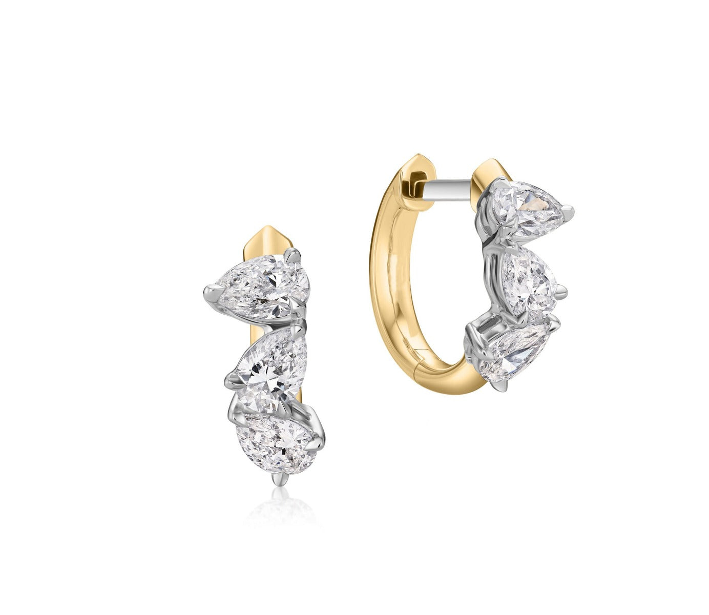 Phillips House Triple Mini Pear Diamond Huggie Earrings