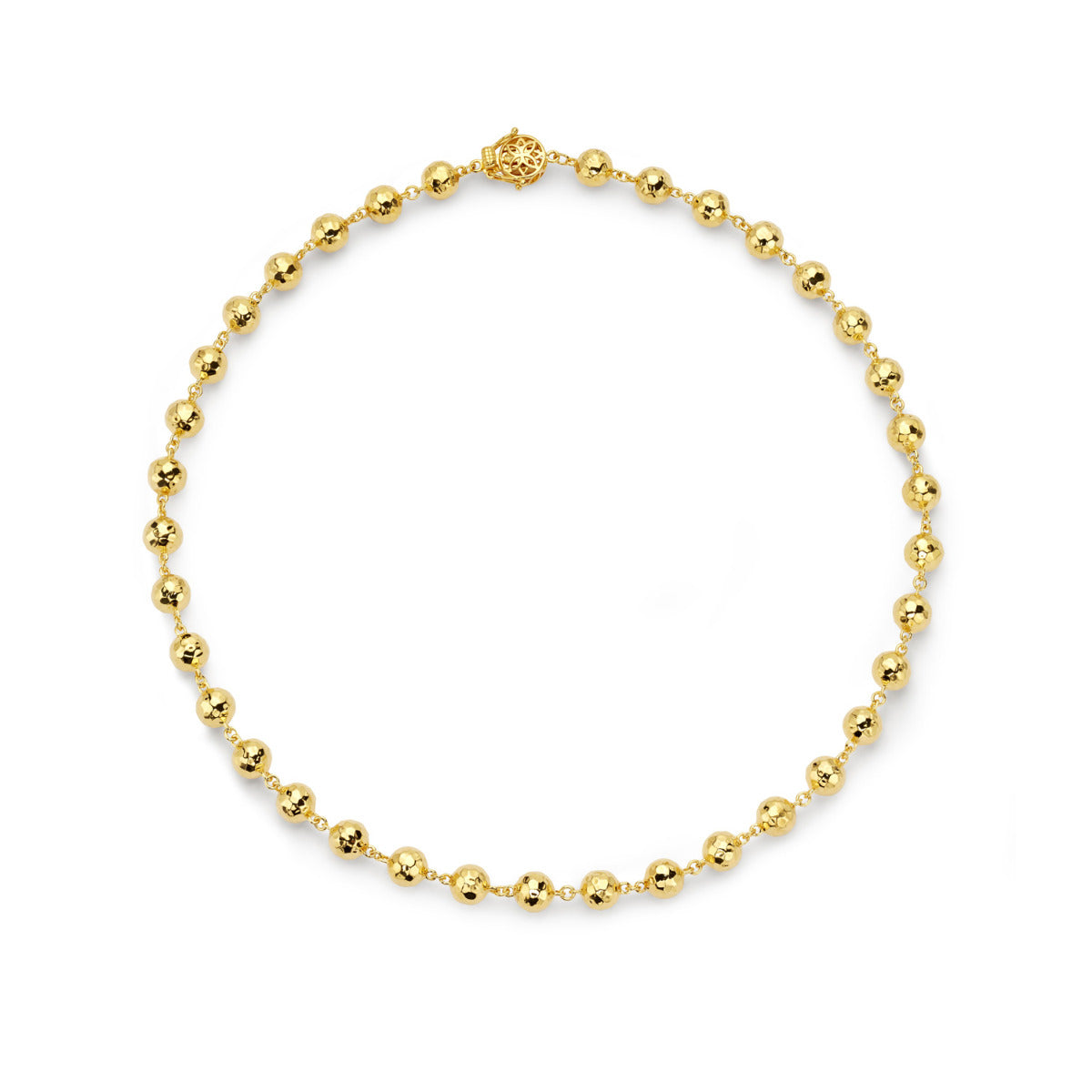 Buddha Mama Hammered Ball 18" Chain Necklace in 20kt Yellow Gold