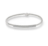 Hulchi Belluni "Tresore" Women's Stretch Bar Bracelet in 18kt White Gold with Diamonds