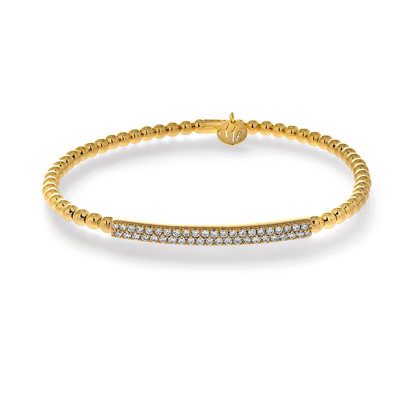 Hulchi Belluni "Tresore" Stretch Bar Bracelet in 18kt Yellow Gold with Diamonds