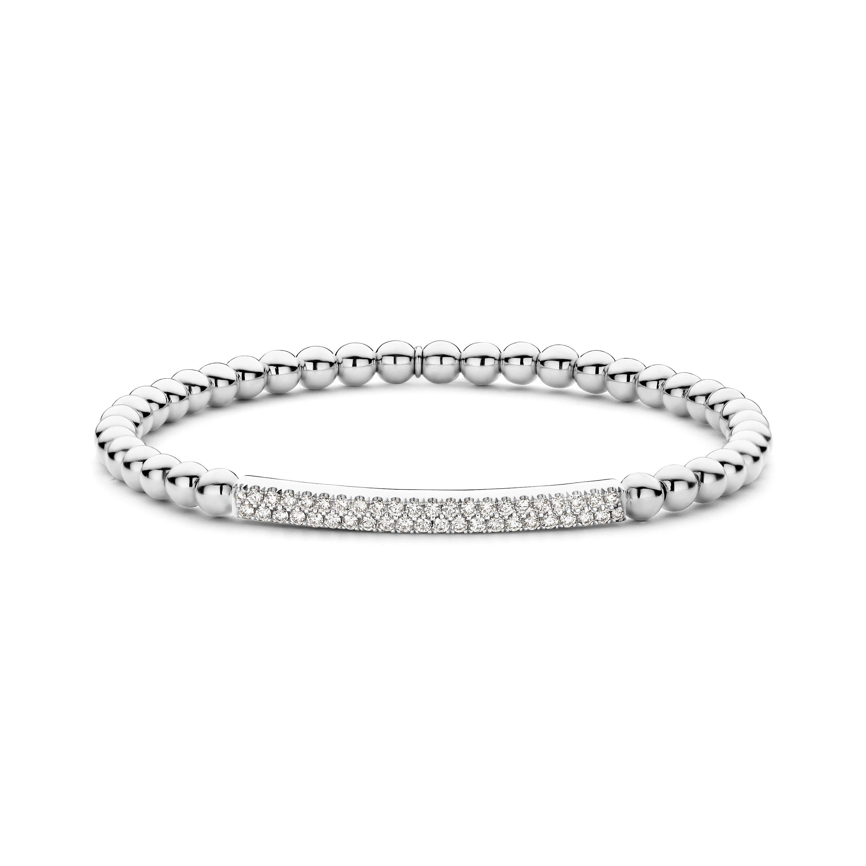Tresore" Stretch Bar Bracelet in 18kt White Gold with Diamonds