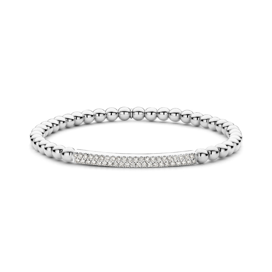 Tresore" Stretch Bar Bracelet in 18kt White Gold with Diamonds