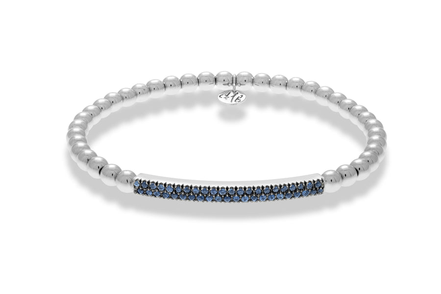 Tresore" Stretch Bar Bracelet in 18kt Yellow Gold with Blue Sapphires