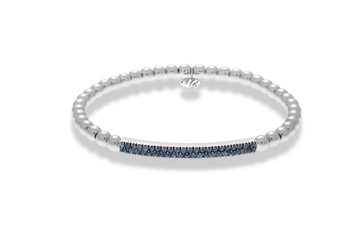 Tresore" Stretch Bar Bracelet in 18kt Yellow Gold with Blue Sapphires