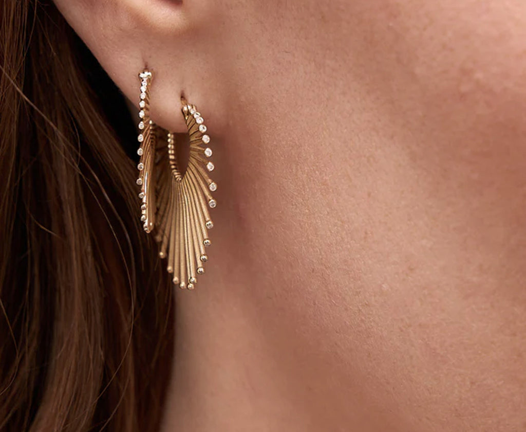 Roar Lion Diamond Hoop Earrings