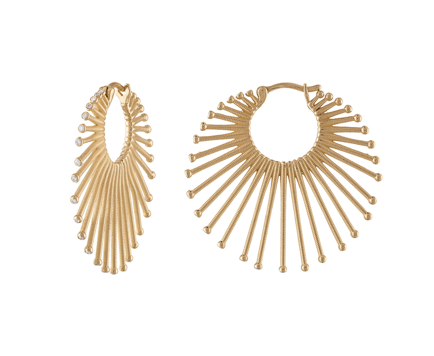 Eden Presley 14kt Yellow Gold Roar Lion Diamond Hoop Earrings