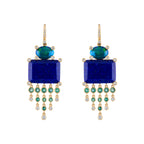 Eden Presley 14kt Yellow Gold Lapis, Opal, Emerald, Diamond Drop Earrings