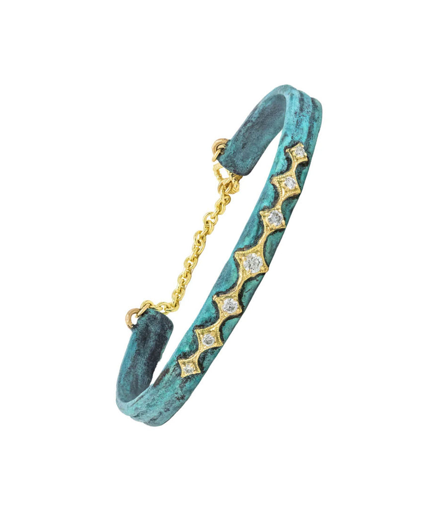 Teal Patina Artifact Diamond Bracelet