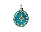 Arementa 18kt yellow gold and brass enhancer medallion artifact with 2.523 ct white and grey diamonds