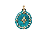 Arementa 18kt yellow gold and brass enhancer medallion artifact with 2.523 ct white and grey diamonds