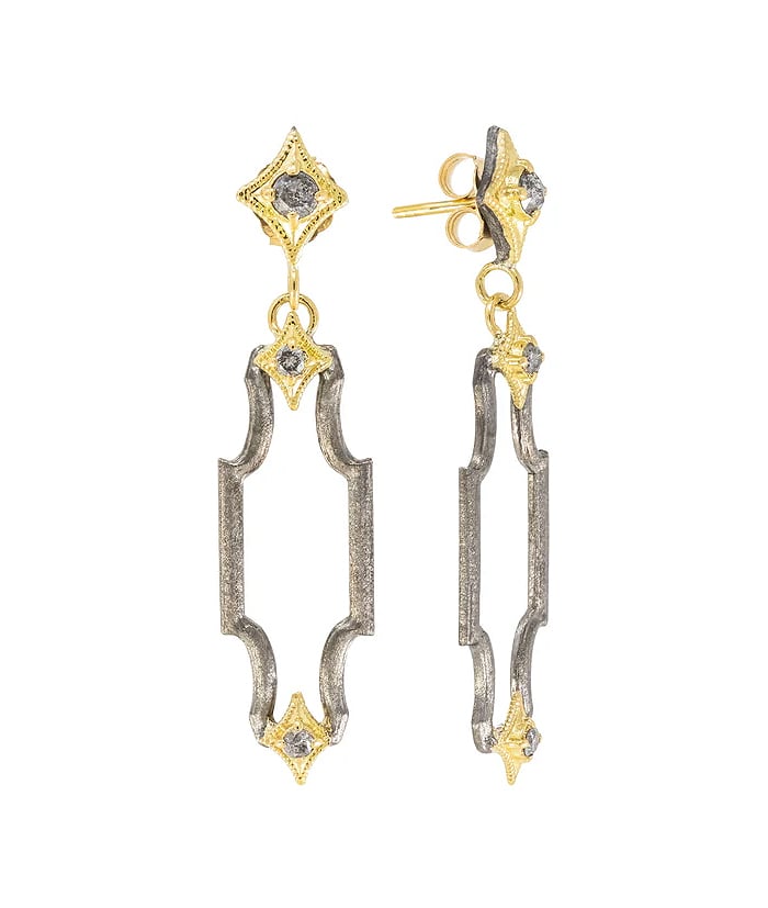 Armenta Jewelry Crivelli With Grey Diamonds Drop 18kt Gold & Silver Earrings