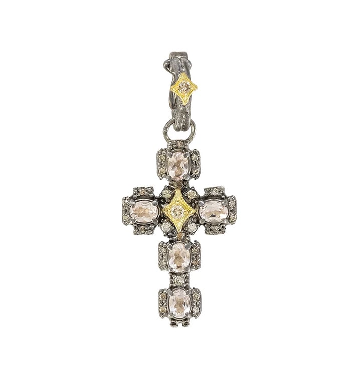 Armenta "Old World" Morganite & Diamond Cross Pendant