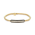Hulchi Belluni "Tresore" 18kt Gold Black Enamel Bar Diamond Stretch Bracelet