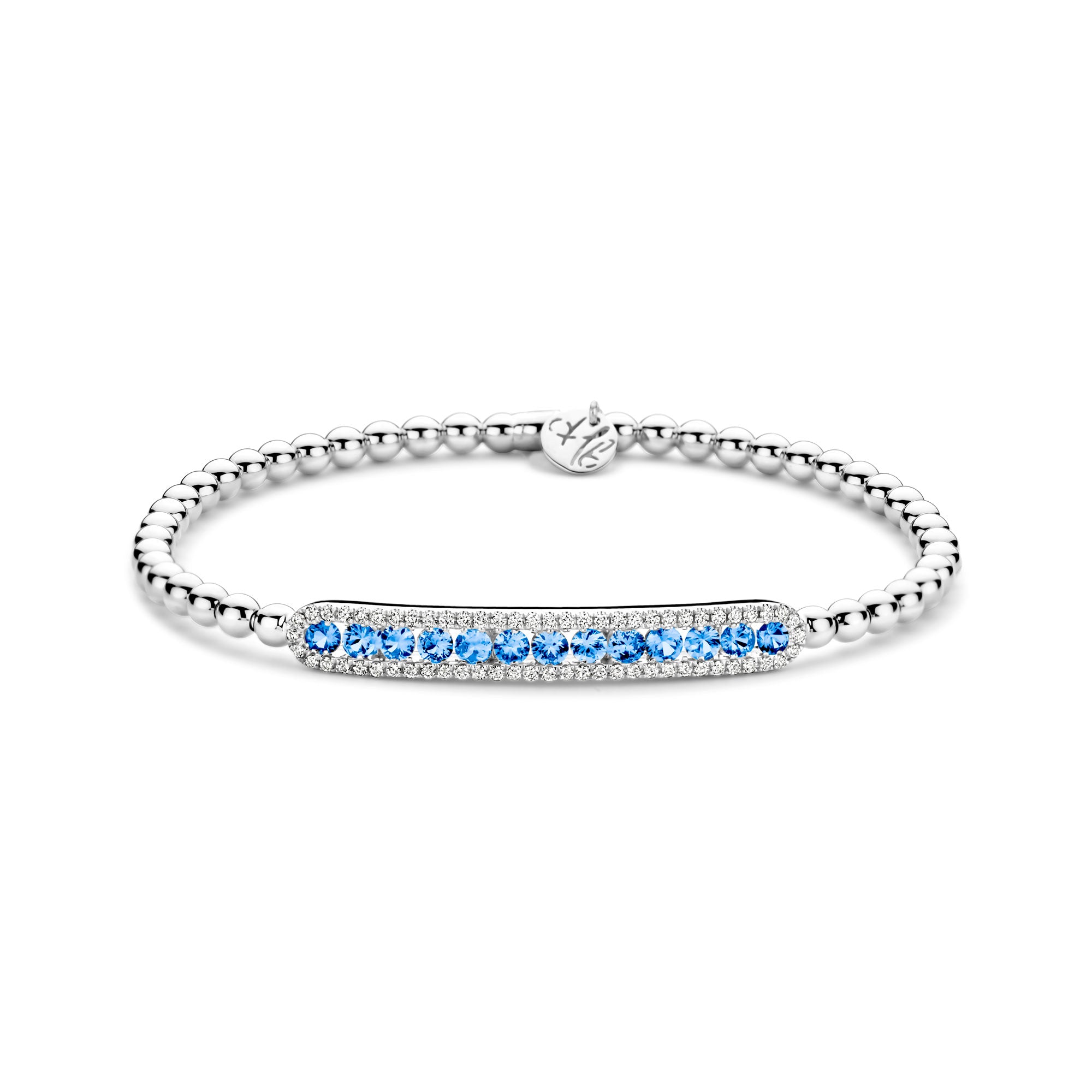 Tresore" Sapphire & Diamond Bar Bracelet in 18kt White Gold