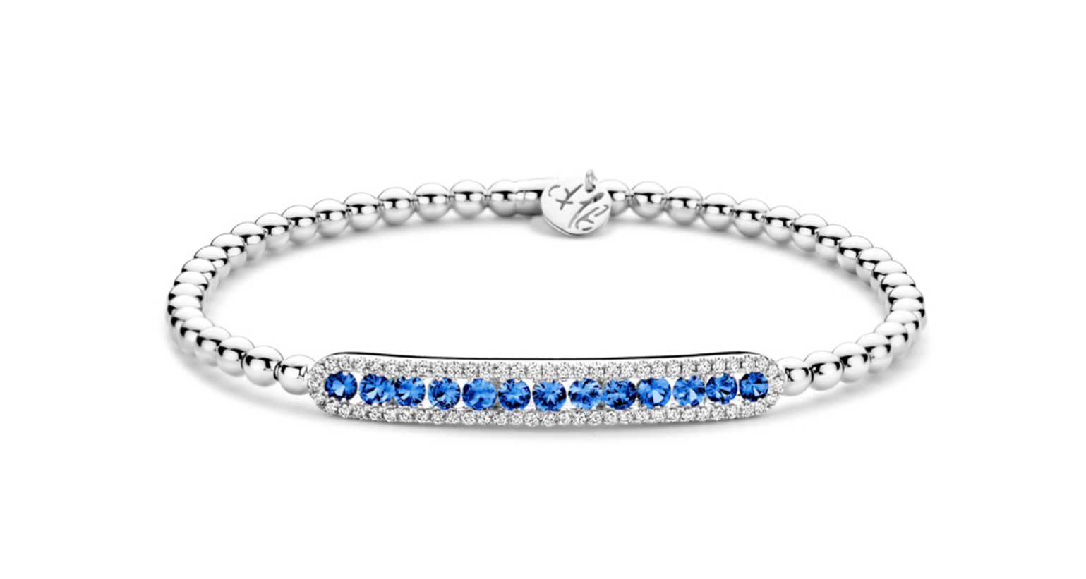 Hulchi Belluni "Tresore" Sapphire & Diamond Bar Bracelet in 18kt White Gold