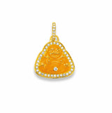 Diamond & Clementine Enamel Baby Buddha Pendant in 20kt Yellow Gold