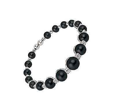 Chantecler Capri "Cherie" Spring Beaded Bracelet In 18kt White Gold, Onyx, And Diamonds