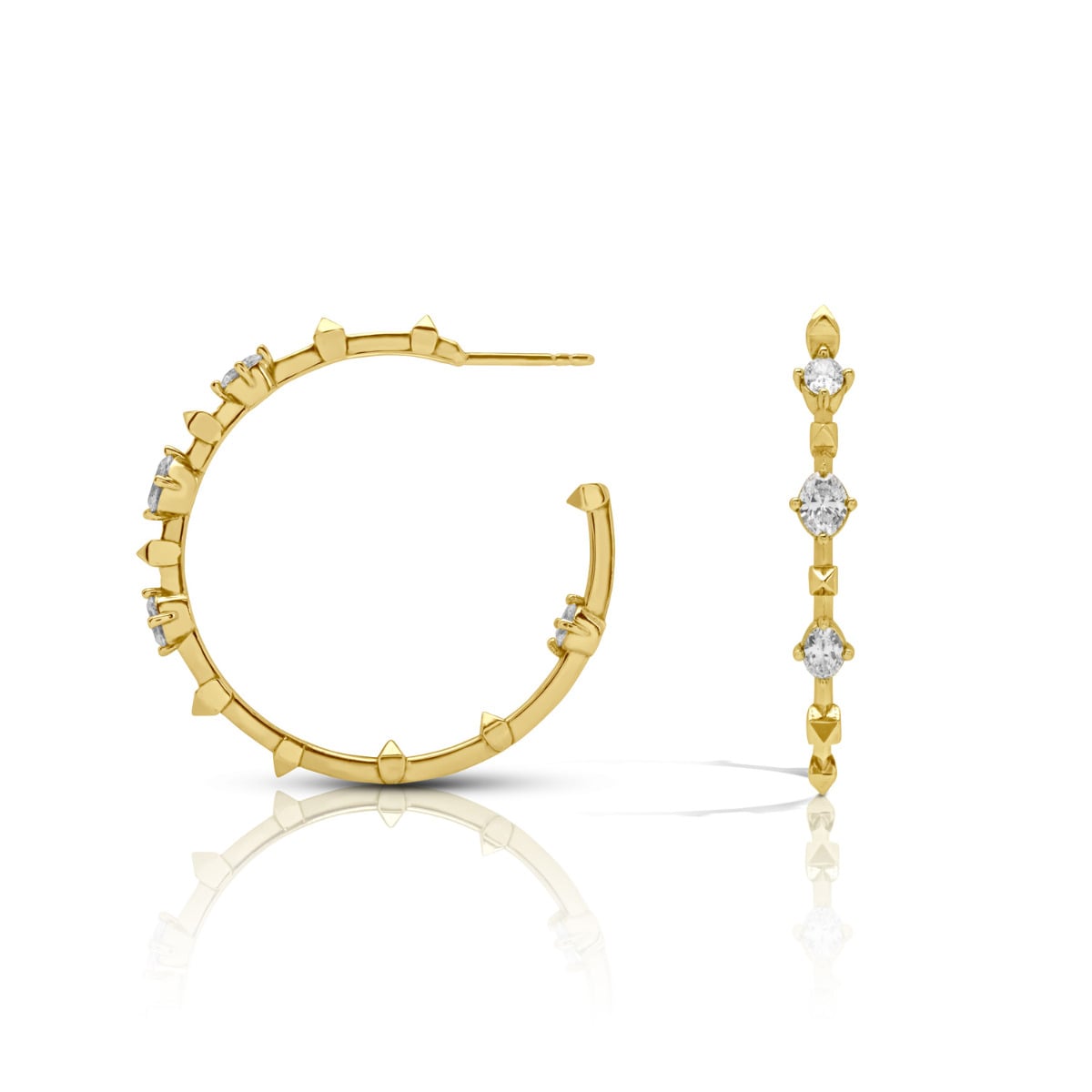 Mariani 18kt Yellow Gold Diamond Oval Hoop Earrings