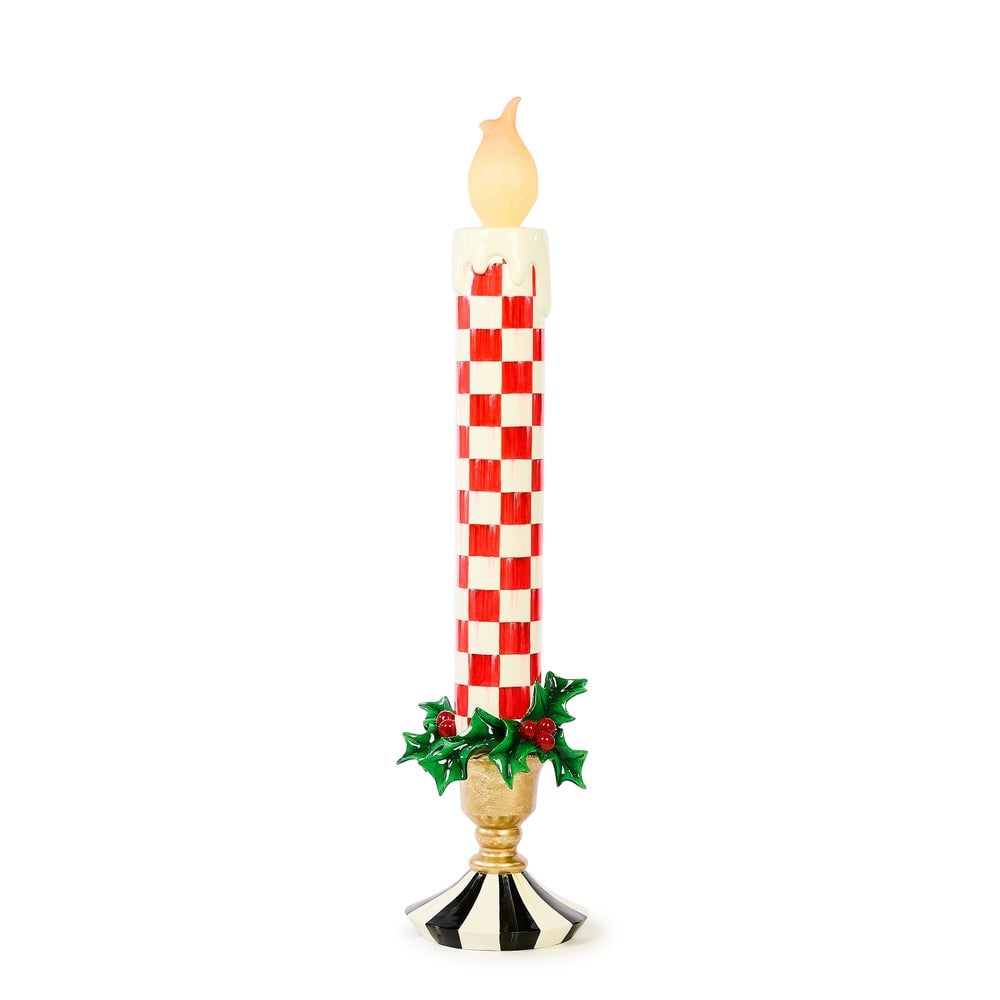 MacKenzie-Childs Check It Out Illuminated Large Trophy Candle