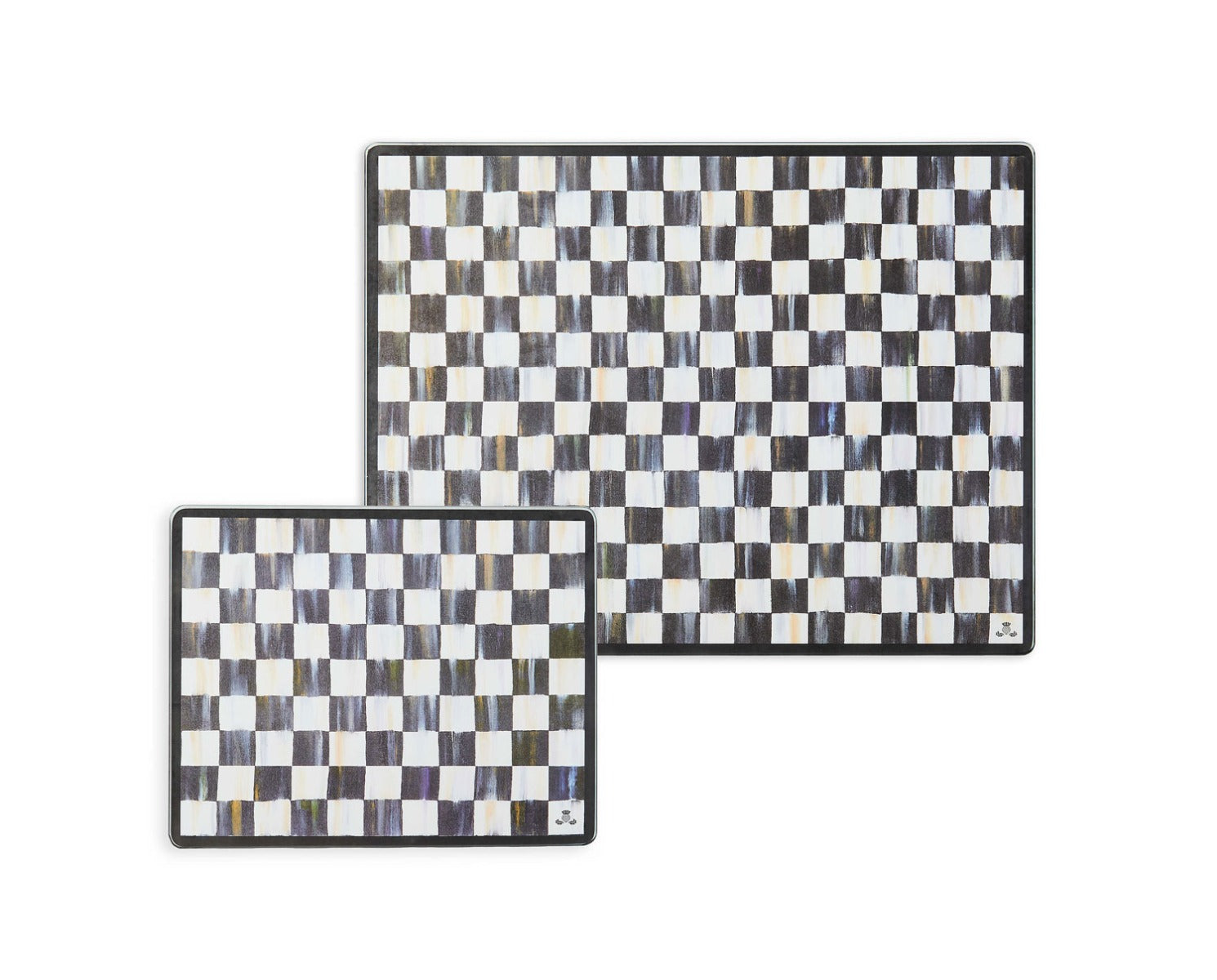MacKenzie-Childs Courtly Check Glass Cutting Board, Set of 2