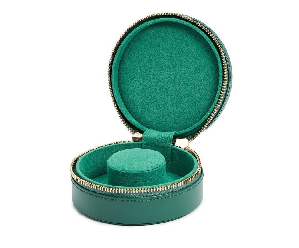 Wolf 1834 Sophia Forest Green Round Mini Jewelry Case