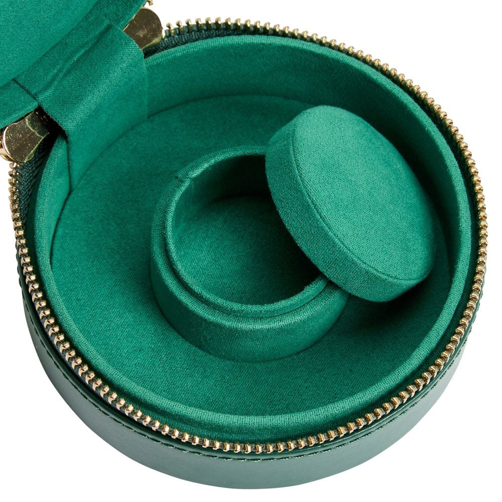 Sophia Forest Green Round Mini Jewelry Case