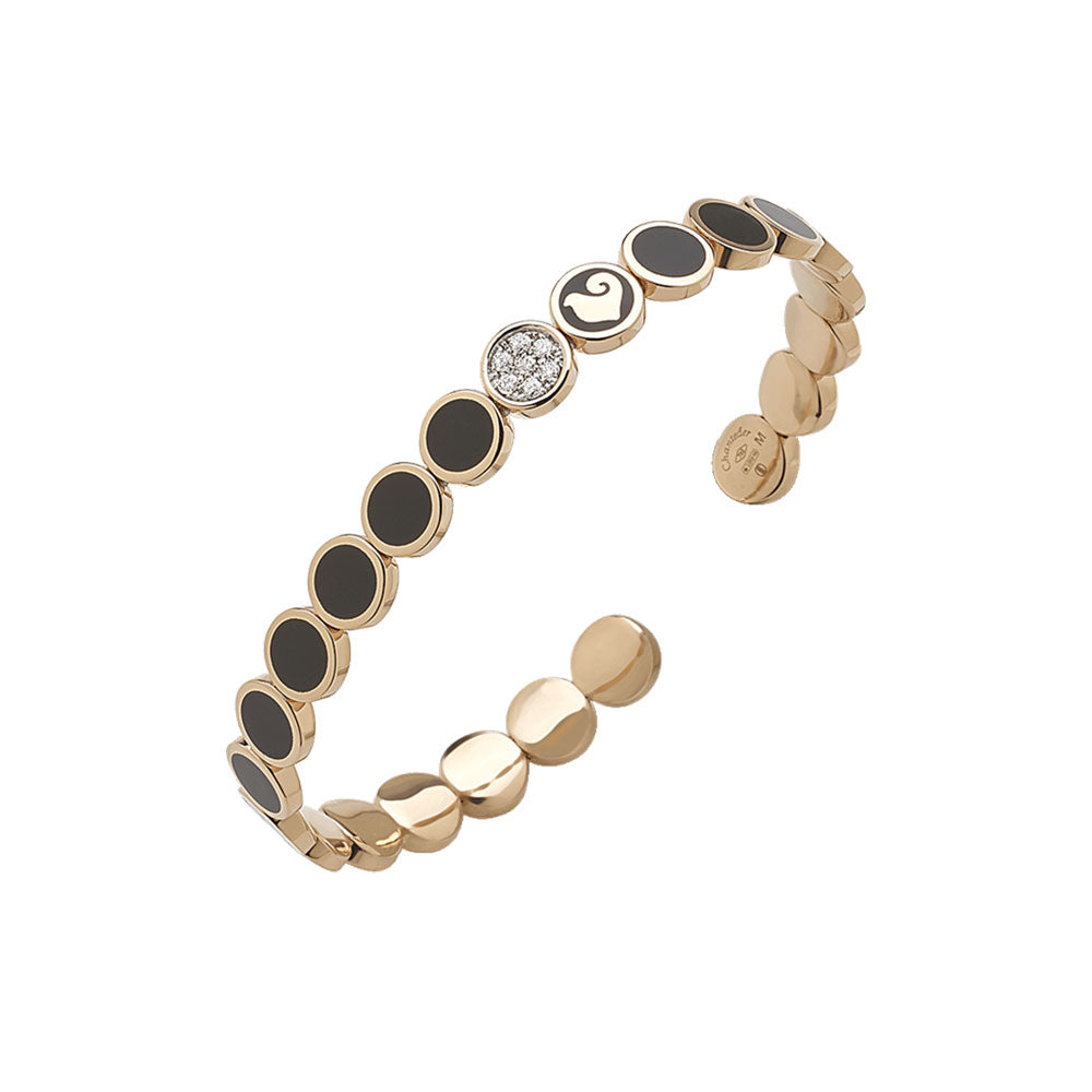 Chantecler Capri “Paillettes” 18kt Pink Gold and Black Enamel Diamond Cuff Bracelet
