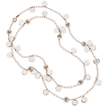 "Paillettes" 18kt Pink Gold Diamond White Enamel Long Necklace