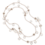 "Paillettes" 18kt Pink Gold Diamond White Enamel Long Necklace