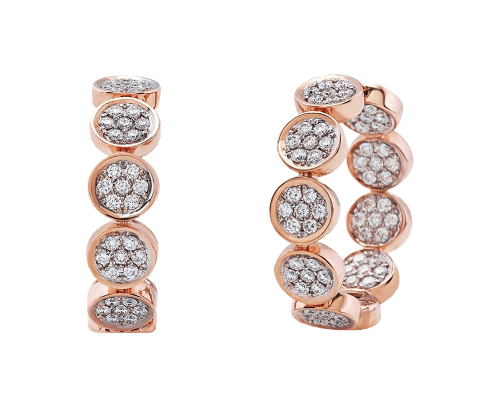 Chantecler Capri "Paillettes" 18kt Pink Gold Diamond Hoop Earrings