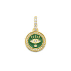 Evil Eye Pendant with Kelly Green Enamel & Diamonds