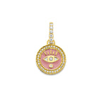Evil Eye Pendant with Pink Enamel & Diamonds