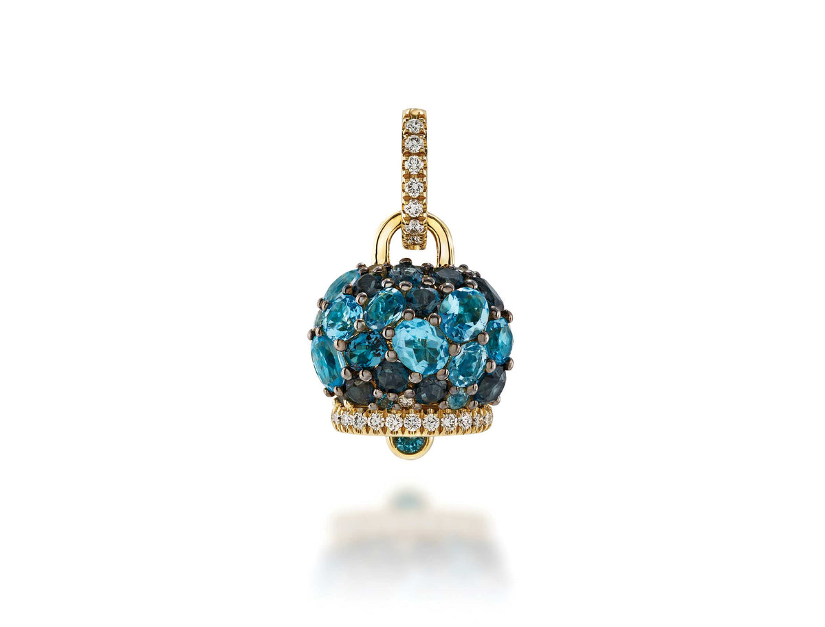 "Campanelle" Topaz & Diamond Charm in Yellow Gold
