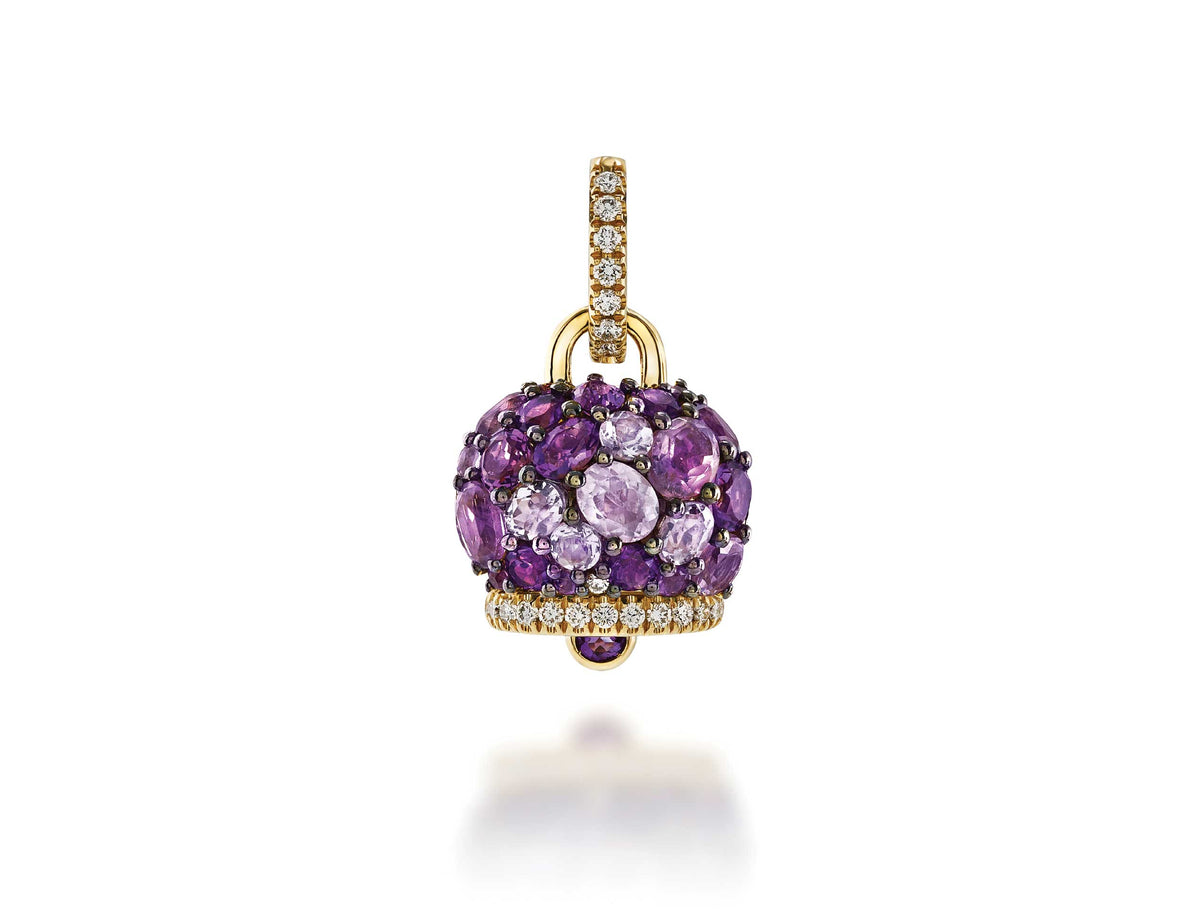 "Campanelle" Amethyst & Diamond Charm in Yellow Gold
