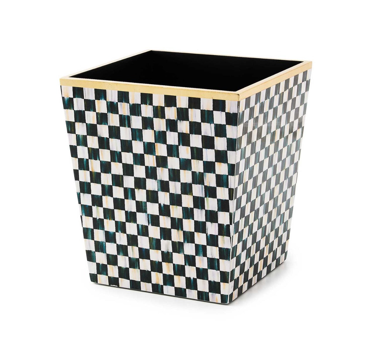 MacKenzie-Childs Courtly Check Lacquer Waste Bin