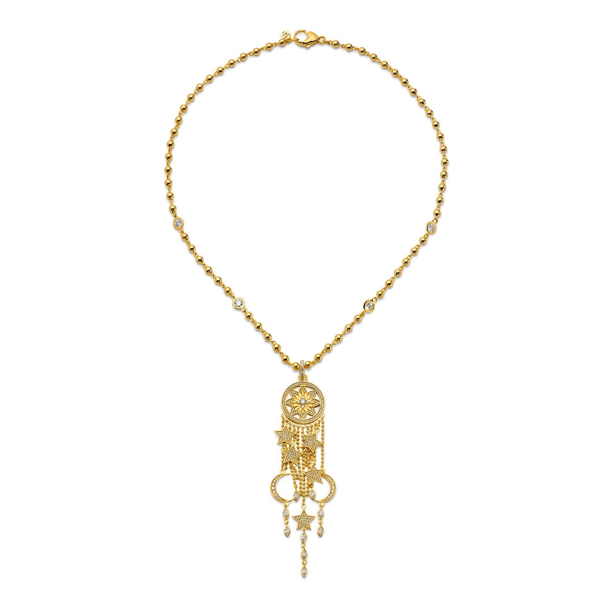 Buddha Mama Diamond Dream Catcher Pendant in 20kt Yellow Gold