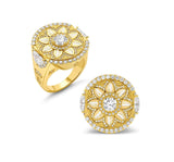 Buddha Mama 3.97 ct Diamond Feather Signet Ring in 20 kt Yellow Gold